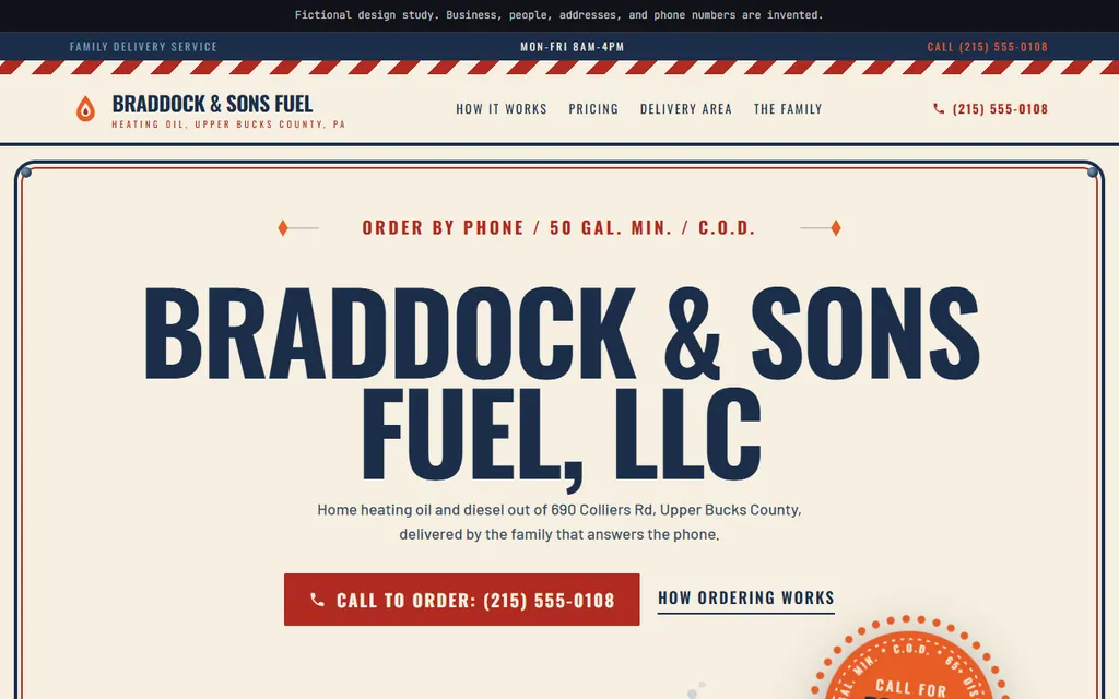Braddock & Sons Fuel website preview