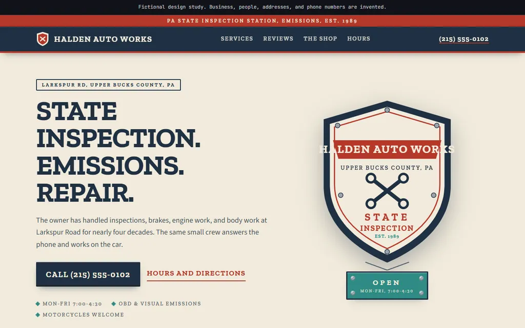 Halden Auto Works website preview