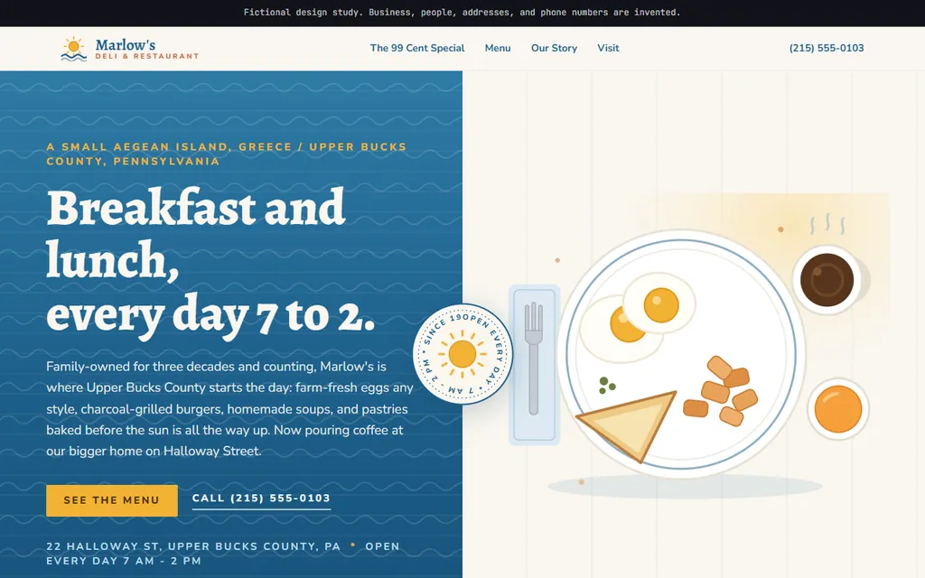Marlow's Deli & Restaurant website preview