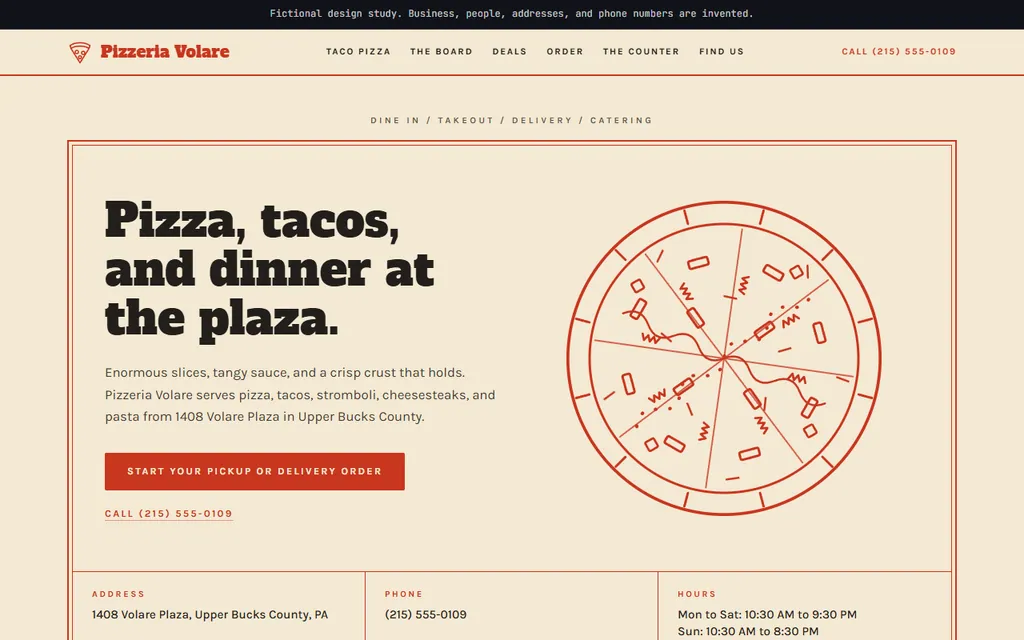 Pizzeria Volare website preview