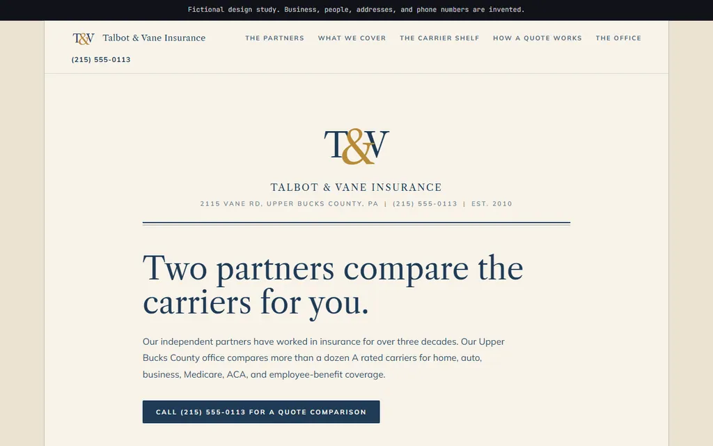 Talbot & Vane Insurance website preview
