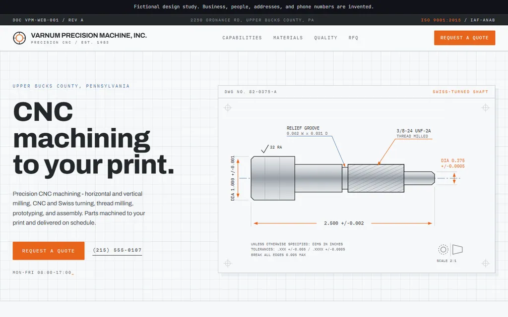 Varnum Precision Machine website preview