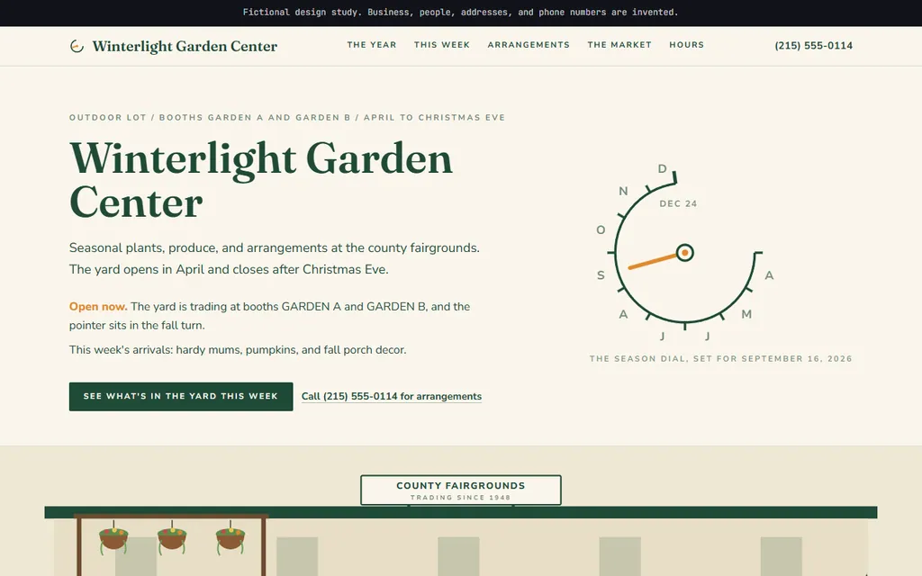 Winterlight Garden Center website preview